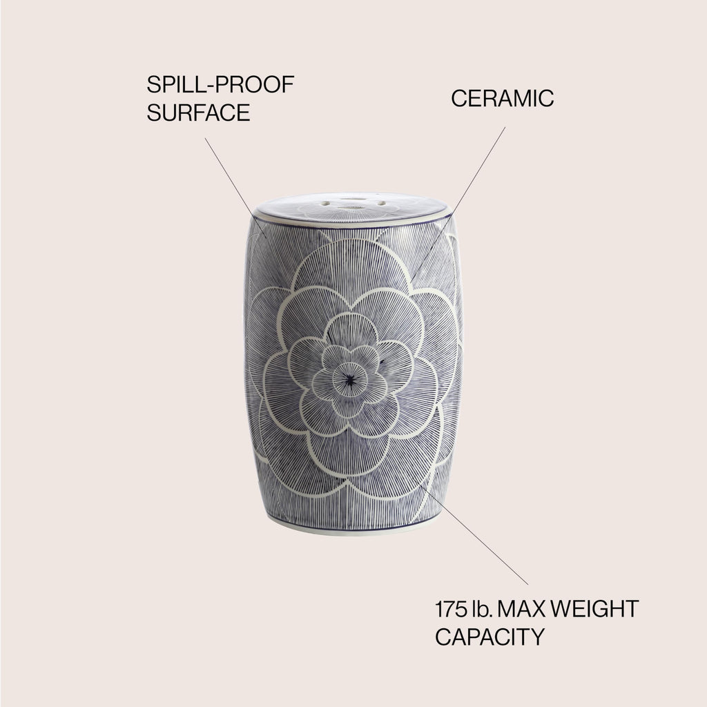 Ceramic Drum Garden Stool Side Table D417352
