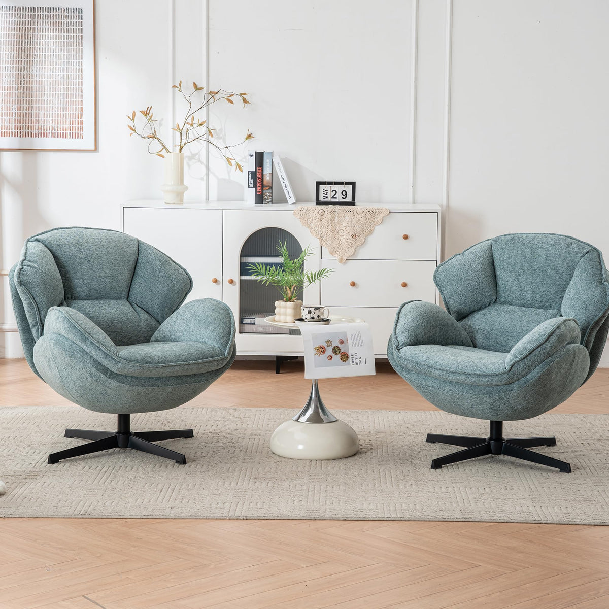 Green Swivel Accent Chair Set of 2 O757921
