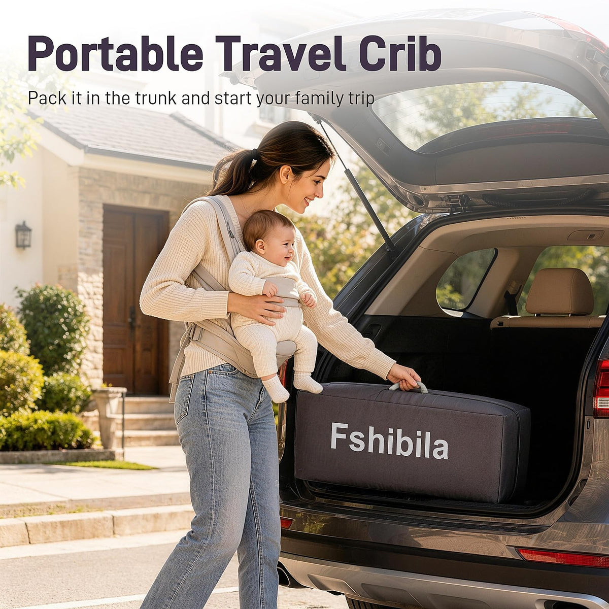 4-in-1 Portable Baby Playard with Bassinet and Changing Table, Black Y111