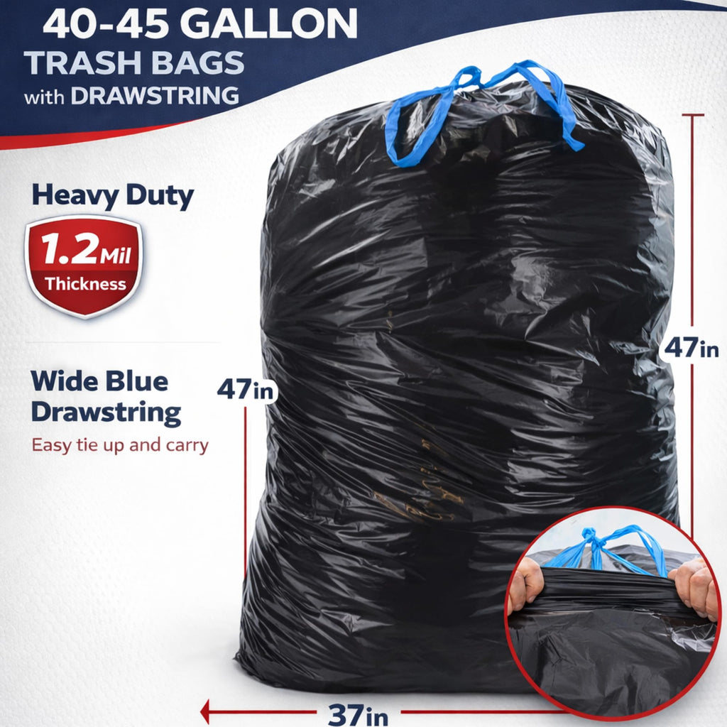 44 Gallon Drawstring Trash Bags 50 Count P590409