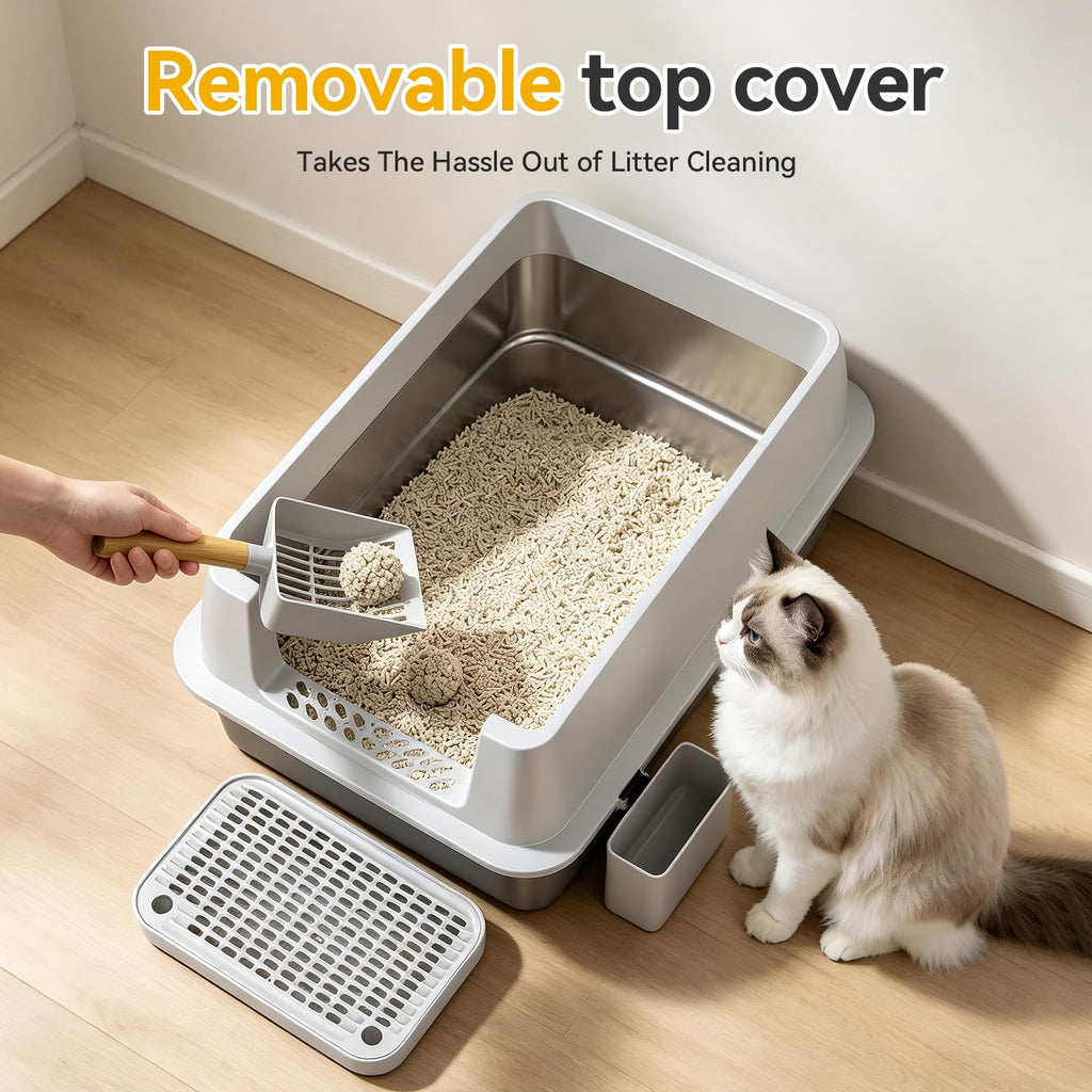 XL Enclosed Stainless Steel Litter Box with Lid I26703