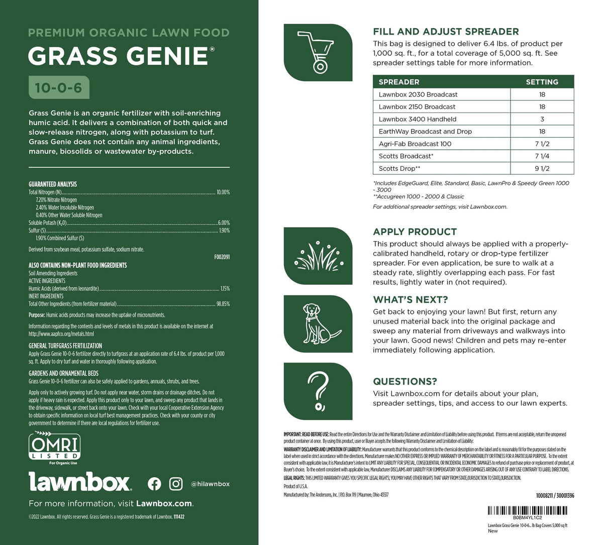 10-0-6 Organic Grass Fertilizer 32 lb Bag H280