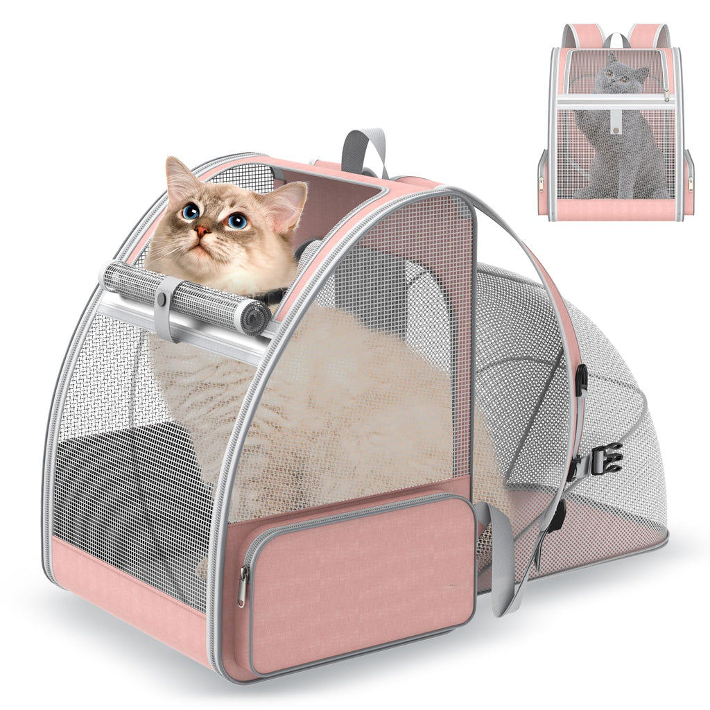 Pink Expandable Mesh Cat Backpack Carrier J3493