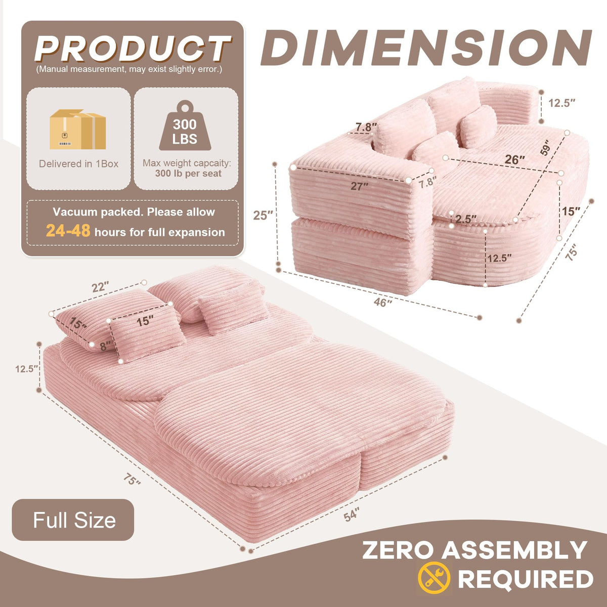 75'' Folding Sleeper Sofa Bed F132665