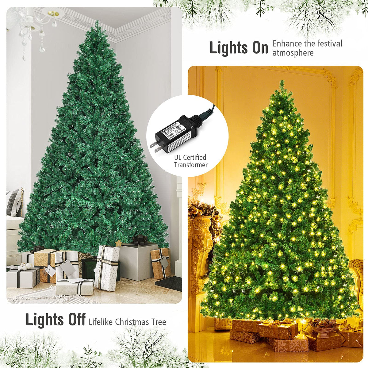 8ft Prelit Artificial Christmas Tree with 430 Warm White LED Lights D117