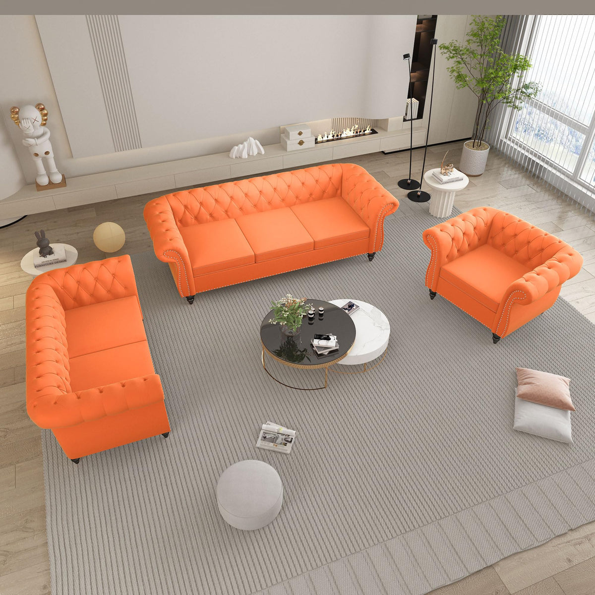 Orange Velvet Tufted Accent Chair P236096