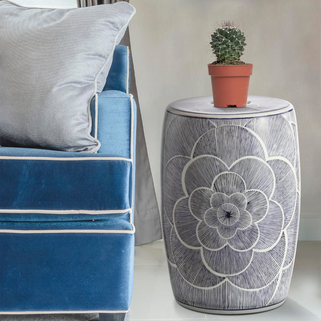 Ceramic Drum Garden Stool Side Table D417352