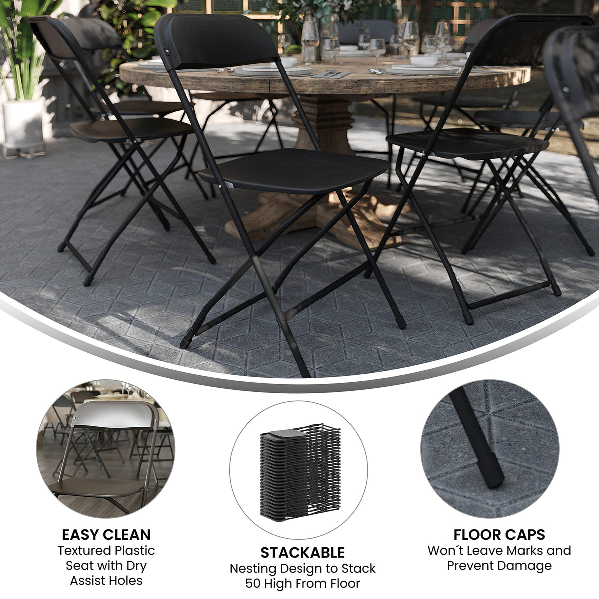 Black Plastic Folding Chair 10-Pack E856