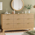 Natural Oak 9 Drawer Fluted Wood Dresser L851470