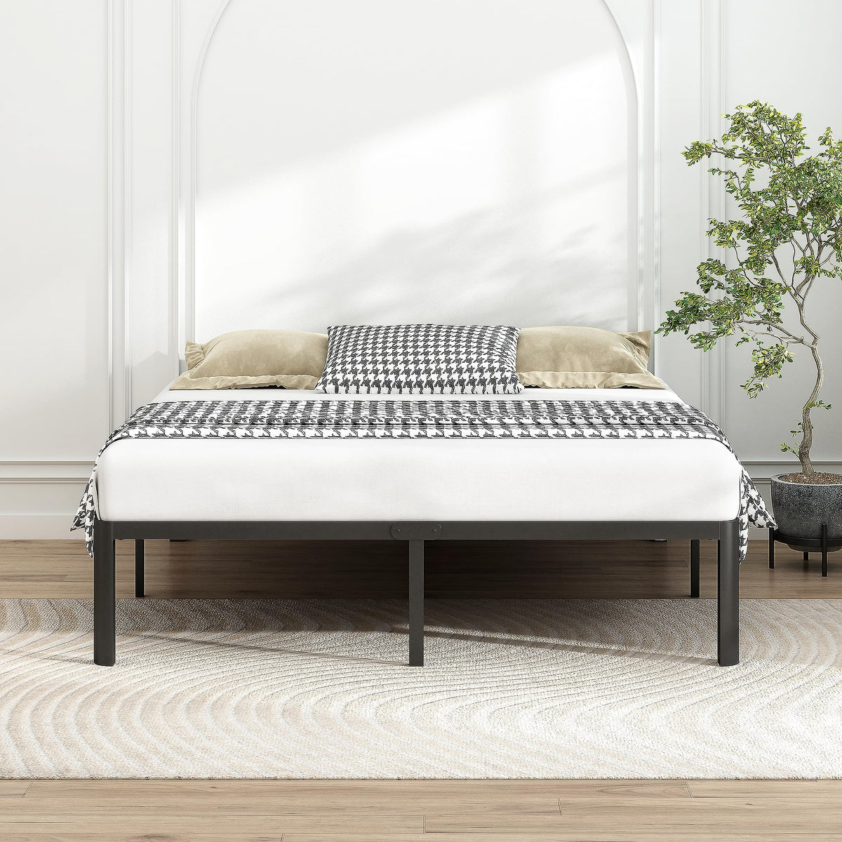 14 Inch Queen Size Black Metal Platform Bed Frame V491252