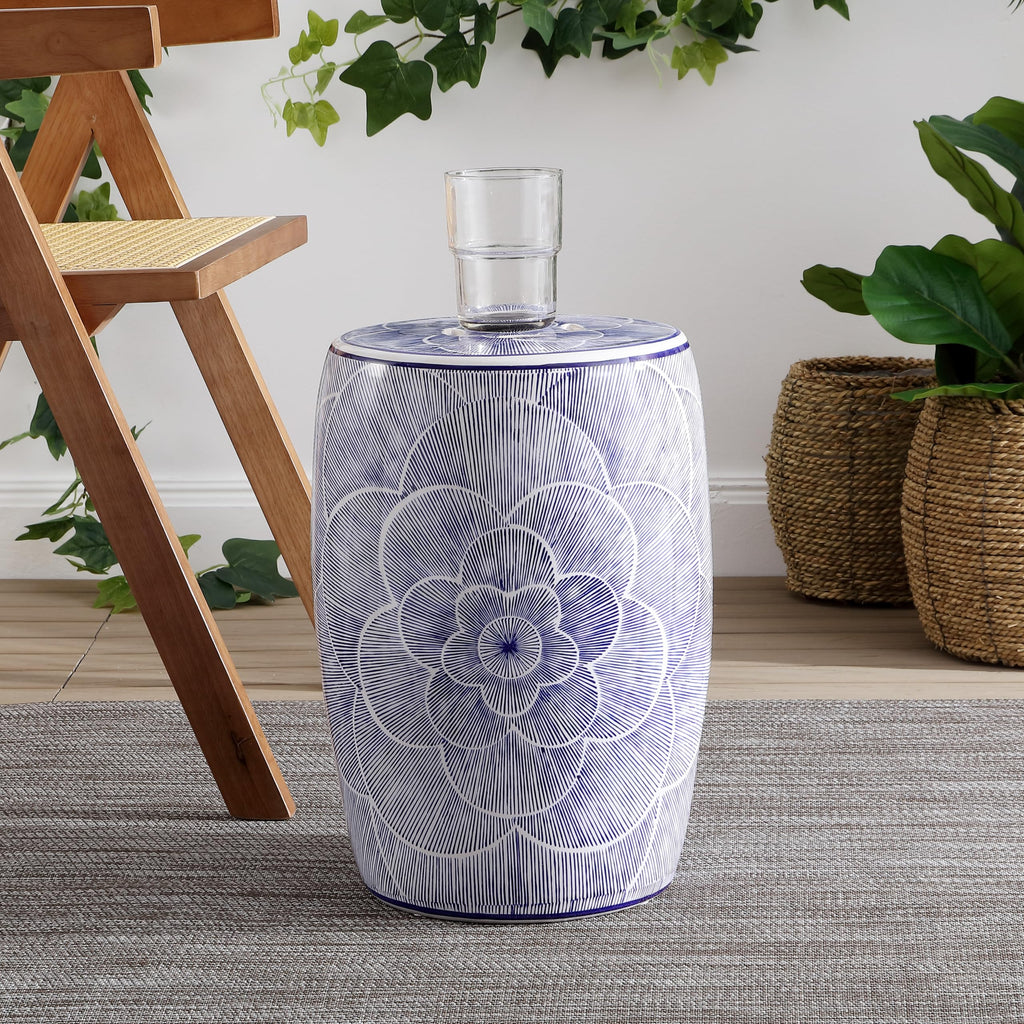 Ceramic Drum Garden Stool Side Table D417352