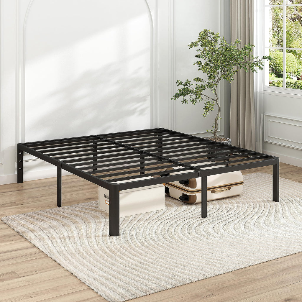 14 Inch Queen Size Black Metal Platform Bed Frame V491252