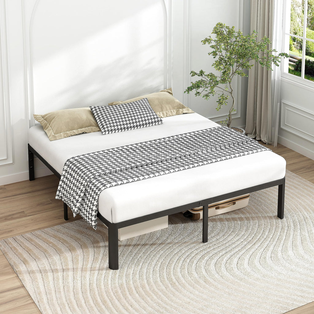 14 Inch Queen Size Black Metal Platform Bed Frame V491252
