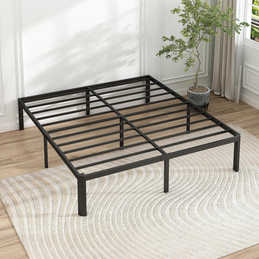14 Inch Queen Size Black Metal Platform Bed Frame V491252